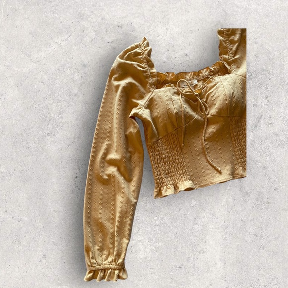 Urban Romantic Yellow Long Sleeve Ruffled Peasant Top Blouse. Great Condition. - Picture 6 of 9